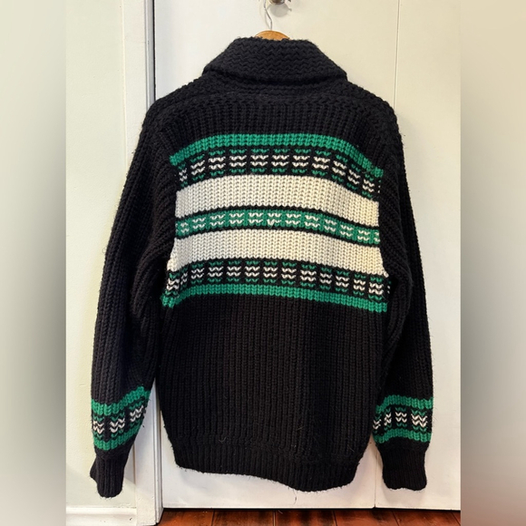 Eclectic Grandpa Chunky Knit Zip Cardigan Vintage Canadian Kurl King 60’s - Picture 4 of 11